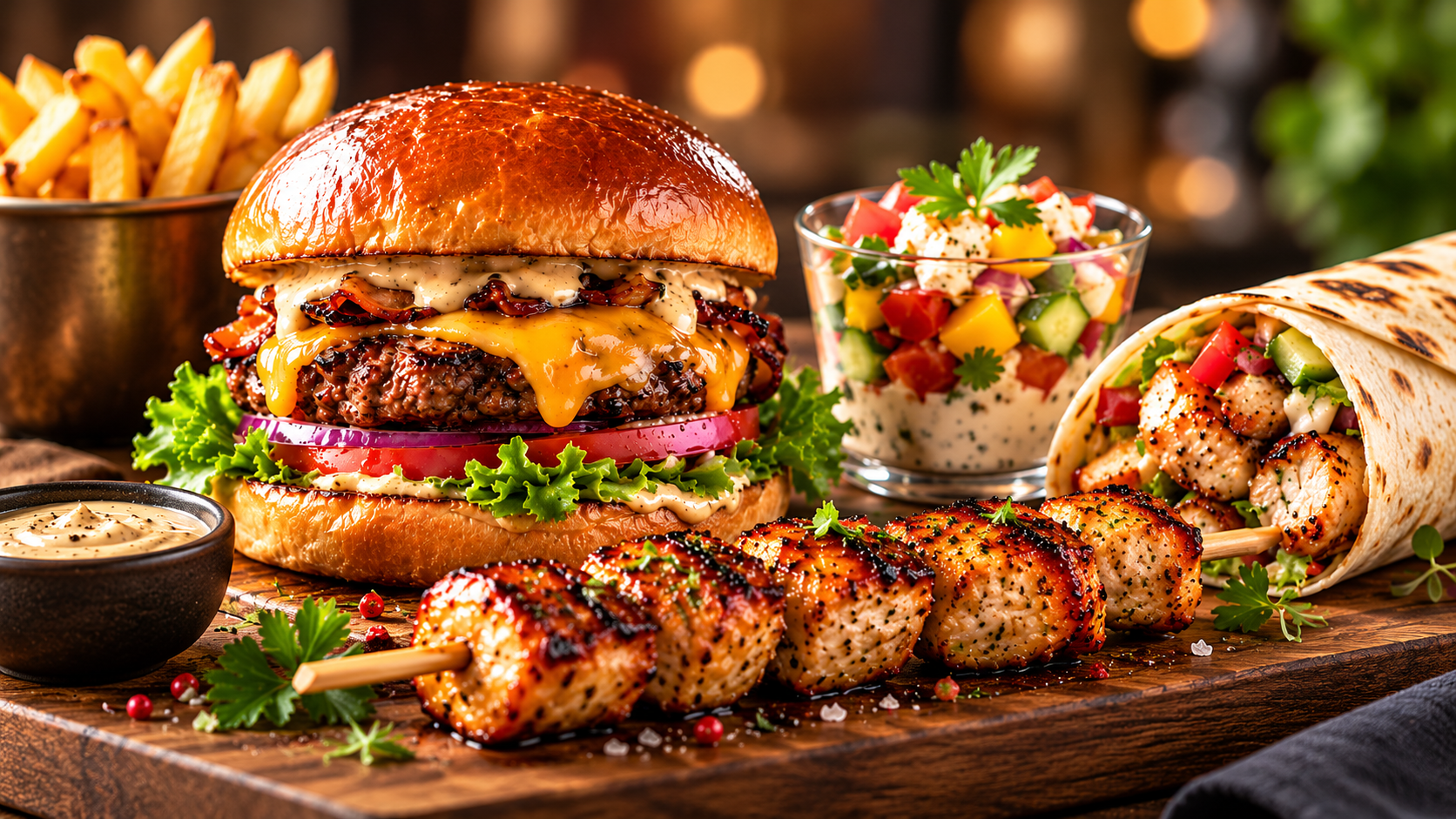 Street & Fun — festin gourmand sur planche en bois